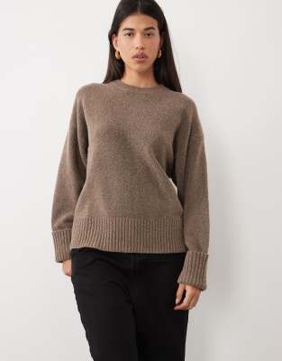 Pretty Lavish Camille Knit Long Sleeve Sweater In Brown
