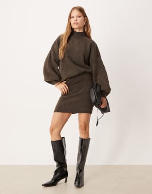 Pretty Lavish Camille Knit Mini Skirt In Brown