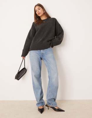 Pretty Lavish Camille Oversized Teddy Sweater In Gray