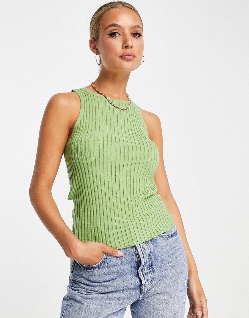 Canotta in maglia verde oliva intrecciata e aperta sul retro - Pretty Lavish T-shirt donna  - immagine3