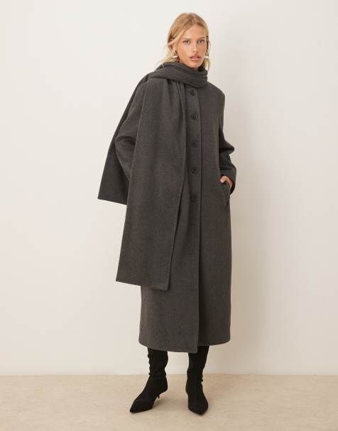 Pretty Lavish - Cappotto antracite con scollo a sciarpa - view 1
