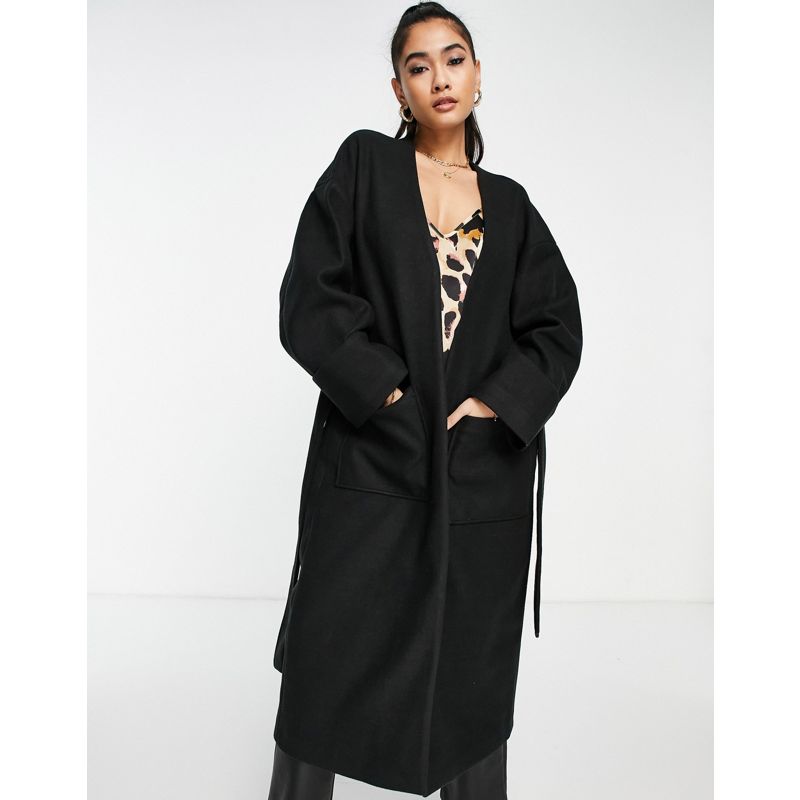 Pretty Lavish - Cappotto comodo oversize in stile minimalista con tasche, colore nero
