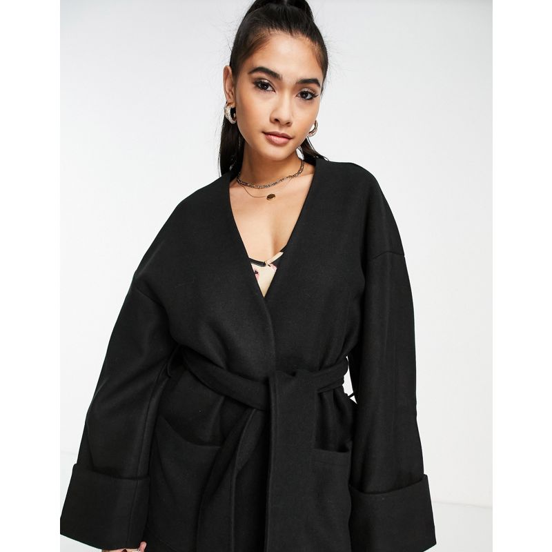Cappotti e Giacche rVJjC Pretty Lavish - Cappotto comodo oversize in stile minimalista con tasche, colore nero