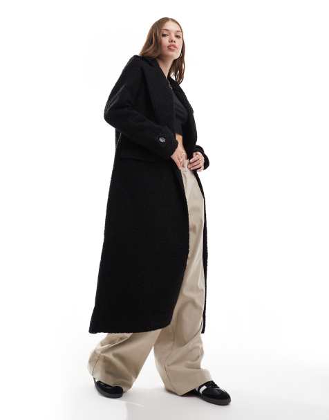 Pretty Lavish - Cappotto squadrato in feltro nero mélange - view 1
