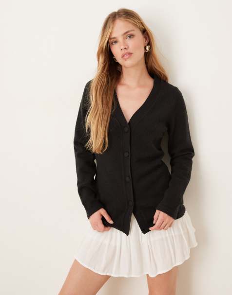 Pretty Lavish - Cardigan a clessidra taglio lungo nero - view 1
