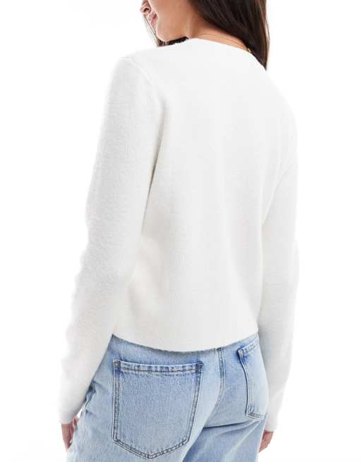 Pretty Lavish - Cardigan in maglia crema con bottoni, 3 di 4