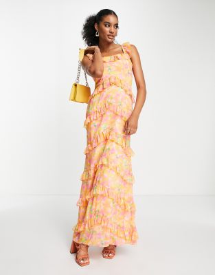 Strapless Ruffle Maxi Dress