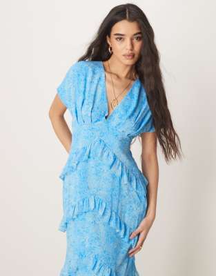 Pretty Lavish Chiffon Ruffle Maxi Dress In Multi