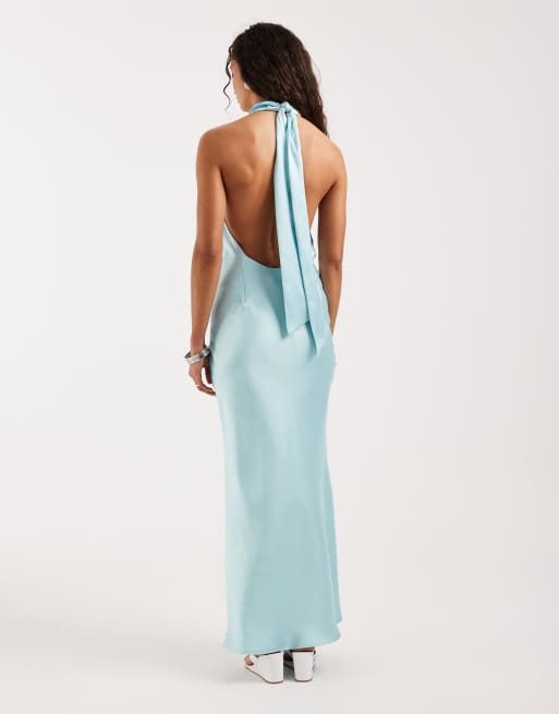 chinese dress ladies Jluxlabel | Blue Irresistible Satin Maxi Dress main image 1