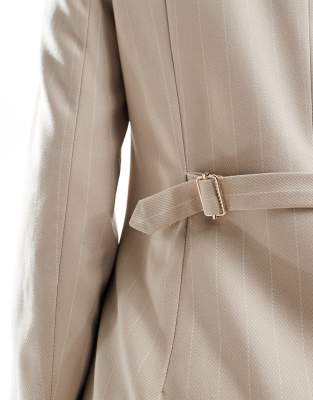 Pretty Lavish cinched waist blazer in beige pinstripe - part of a set