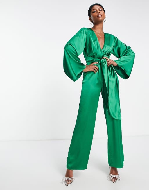 Pretty Lavish - Combinaison nouée sur le devant - Vert émeraude