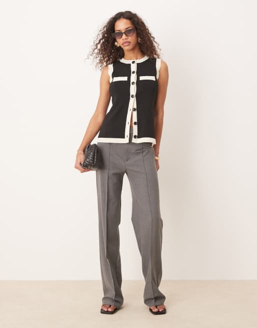 Pretty Lavish contrast knit vest in black & cream, 2 of 4
