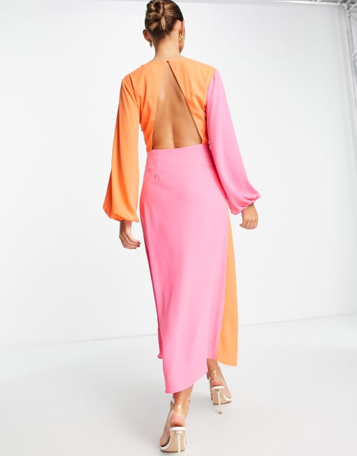 Asos pink and outlet orange dress