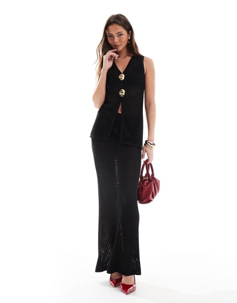 Pretty Lavish - Coordinato nero in maglia con dettagli dorati - view 1