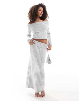 Pretty Lavish Pretty Lavish cosy knit maxi skirt in grey co ord
