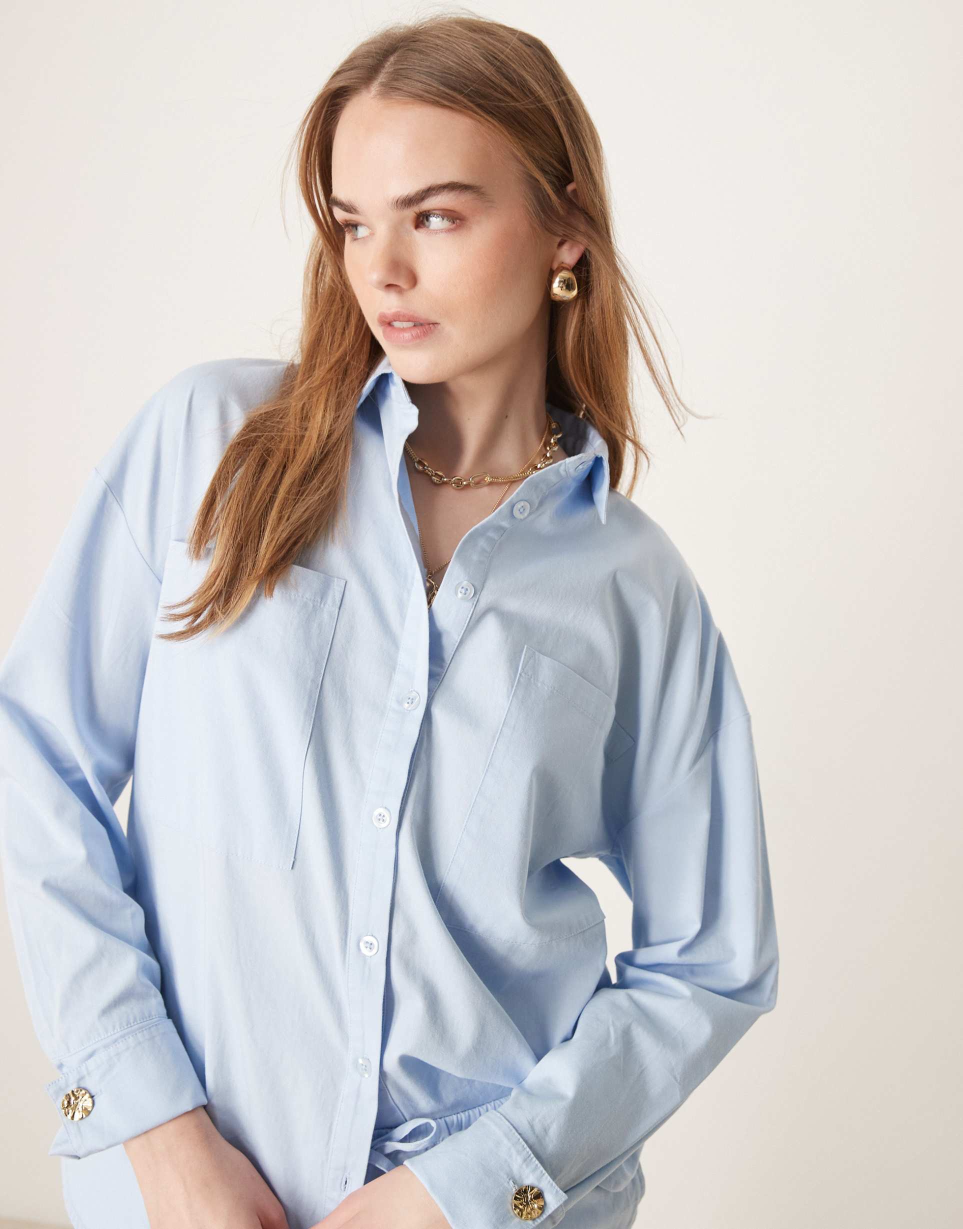 pretty lavish cotton poplin shirt in blue - part of a set