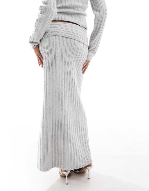 Pretty Lavish cozy knit maxi skirt in gray - part of a set