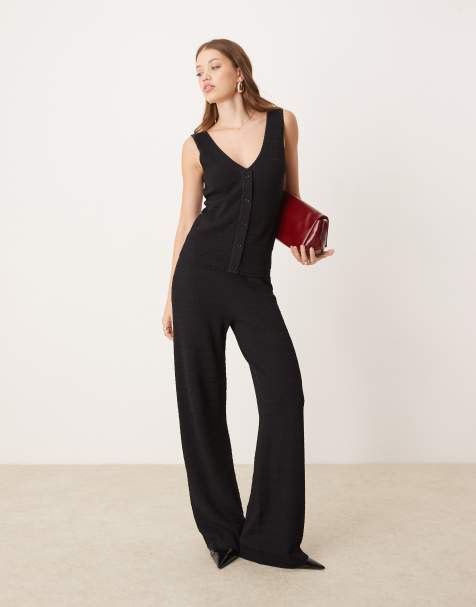 Pretty Lavish crochet flare pants in black (part of a set) - view 1