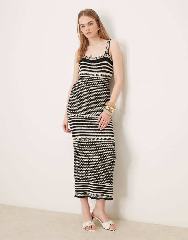 black and white crochet dress Tammy Knit Maxi 90s Outfits Men Theme designer cocktail dress and elastane Men's US Size:15