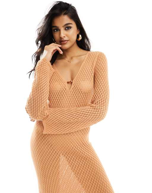 faux wrap knit dress Watch Me Sparkle Long Sleeve Faux Wrap Knit Dress In Magenta main image 0