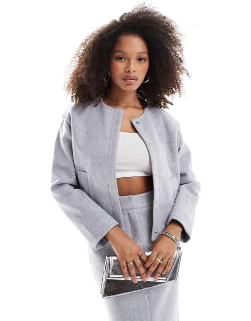 Pretty Lavish cropped boxy jacket in gray