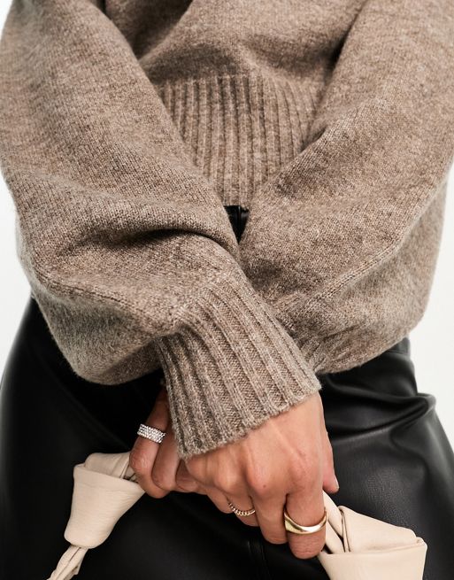 Plus Taupe Marl Knit Oversized Sweater