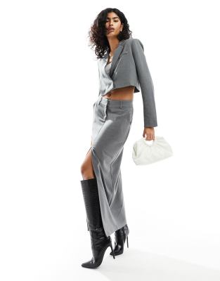 Pretty Lavish Cropped Tailored Blazer In Gray Melange - Part Of A Set