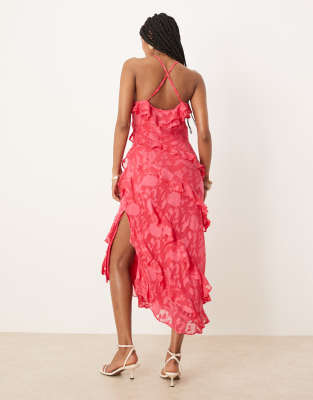 Pretty Lavish Cross Front Ruffle Midaxi Dress