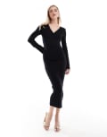 [Pretty Lavish] Pretty Lavish crossover knit dress in black L Black