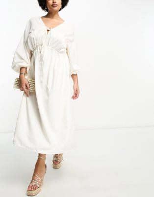 Pretty Lavish Curve balloon sleeve maxi dress in white | ASOS