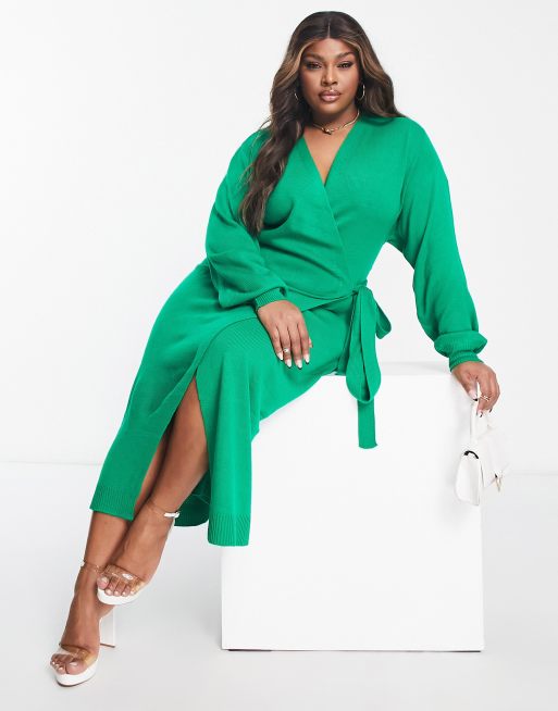 emerald green wrap dress plus size wrap dresses for plus size women Women Green Satin Plus Size Wrap Dress -parroquiadesanalbertomagno.com