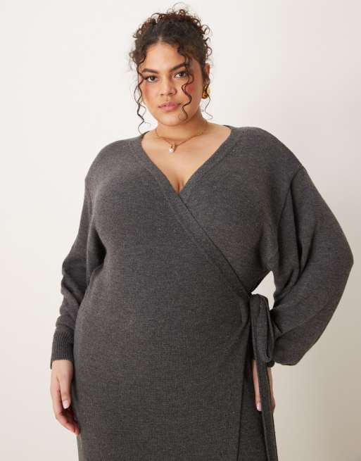 charcoal grey dress plus size Evening Party Dress Plus Size Women A-Line Empire Waist Chiffon main image 1