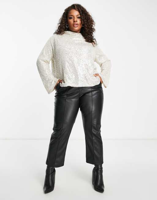 Pretty Lavish Curve - Blouse met versiering en drapering in zilver, 4 van 4