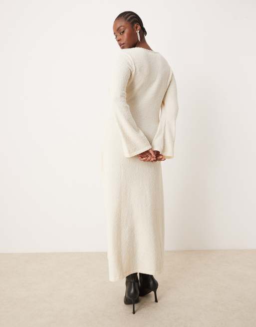 Pretty Lavish Curve boucle knit midaxi dress in cream