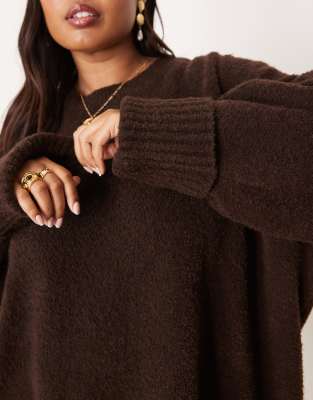 Pretty Lavish Curve Camille Knit Sweater In Brown