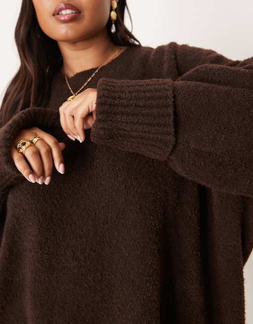 Pretty Lavish Curve Camille knit sweater in chocolate brown, 2 of 4