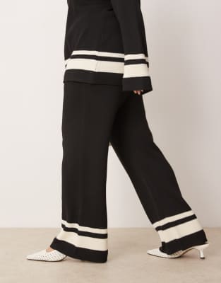 Pretty Lavish Curve Contrast Knit Pants In Black