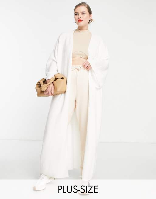 Pretty Lavish Curve - Cremefarvet, strikket cardigan med kimonoærmer