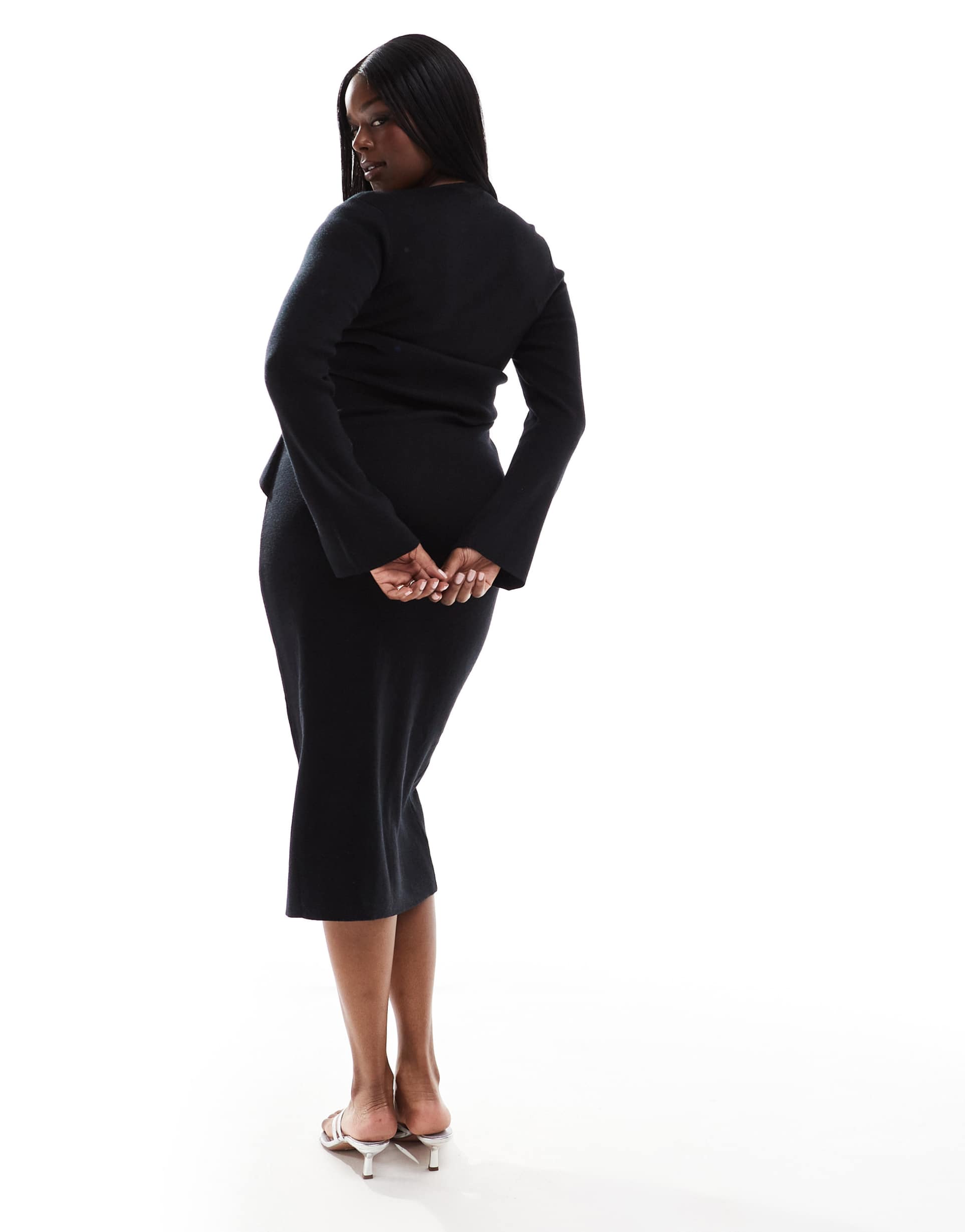 pretty lavish curve crossover knit dress in black