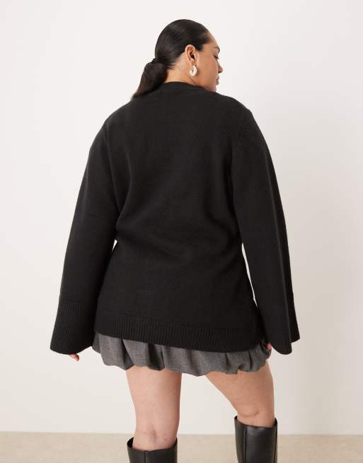 Pretty Lavish Curve – Czarny dzianinowy kardigan oversize, 4 z 4
