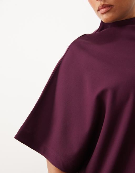 Pretty Lavish Curve high neck top in fig, 3 of 4