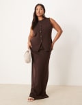 [Pretty Lavish Curve] Pretty Lavish Curve knit maxi skirt in chocolate (part of a set)-Brown XXL Chocolate Brown