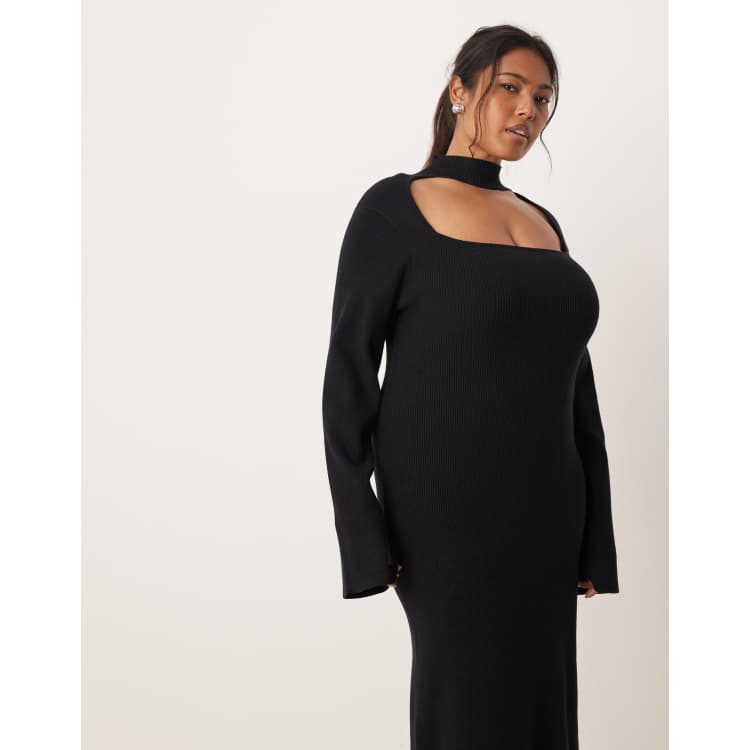 choker knit dress Choker Detail Maxi Knit Dress F(ONE SIZE) / Black