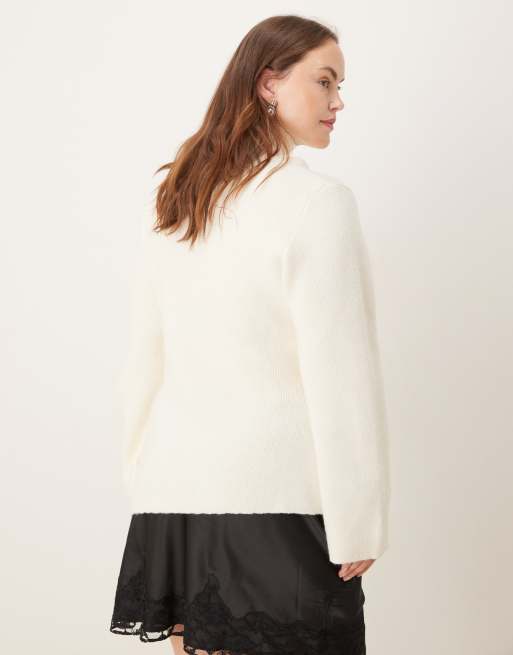 Pretty Lavish Curve knitted high neck jumper in cream , 4 of 4