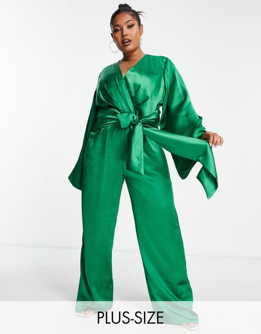 Style 06303-0154 Windsor Size XS Plunge Green Formal Jumpsuit on