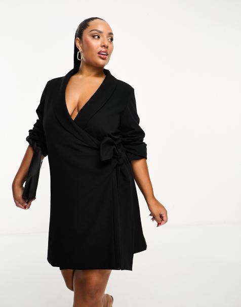 Pretty Lavish Curve – Kurzes Blazer-Kleid in Schwarz - view 1