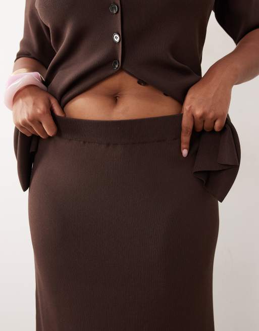 Pretty Lavish Curve - Lilah - Jupe longue d'ensemble en maille - Chocolat, 3 de 5