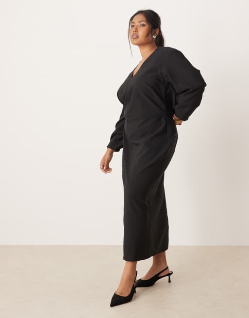 knee length dresses for ladies PRINTED LONG SLEEVE CURVE HEM DRESS – Riah Fashion