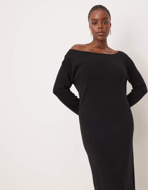 Pretty Lavish Curve midaxi knit dress in black, 2 of 4
