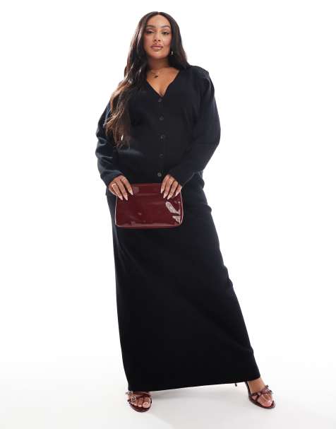 Pretty Lavish Curve rib knit co-ord in black - view 1
